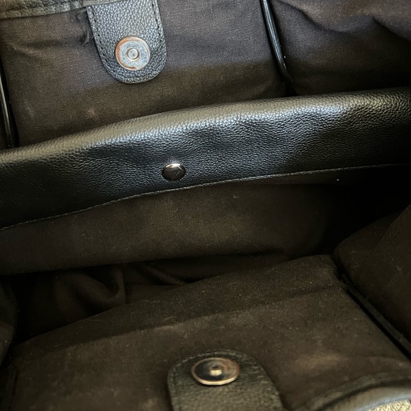 Vince Camuto Elegant Black and Tan Striped Tote Bag, natural straw - Picture 6 of 16